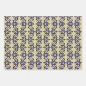 Elegant damast navy Blauw geel monogram Inpakpapier Vel (Voorkant 3)