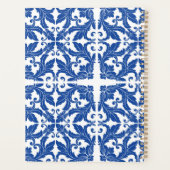 Elegant  damast navy Blauw geel monogram Planner (Achterkant)