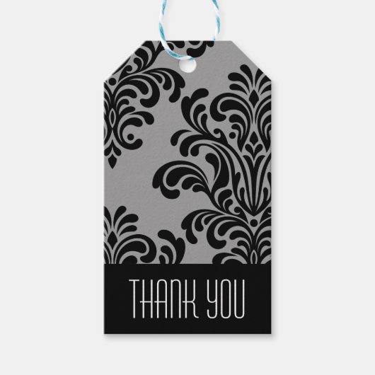 Elegant damast patroon dank u cadeaulabel (Voorkant)