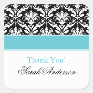 Elegant damast patroon gepersonaliseerde vierkante sticker