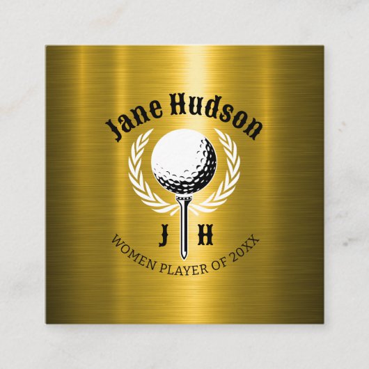 Elegant Dames Golf Monogram Ontwerp Vierkante Visitekaartje (Voorkant)