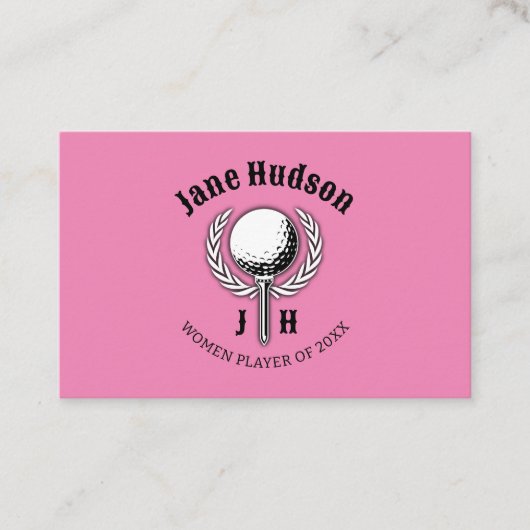 Elegant Dames Golf Monogram Ontwerp Visitekaartje (Voorkant)
