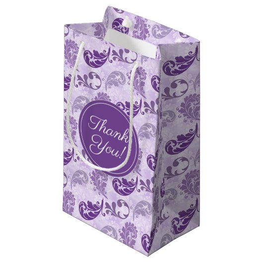 Elegant Dank je Lavender Paars Klein Cadeauzakje (Voorkant Gekanteld)