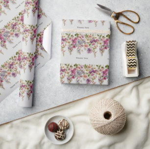 Elegant "Dank je wel"-ontwerp met hangende bloemen Cadeaupapier