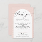 ELEGANT DANK JULLIE: moderne boog zwart, roze zwar Bedankkaart (Voorkant / Achterkant)