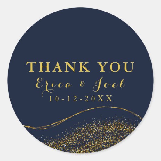 Elegant dank u bruiloft gunst ronde sticker (Voorkant)