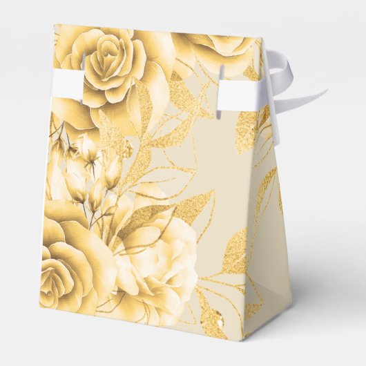 Elegant Dank u Goud Sweet 16 Glitter Bloemen Bedankdoosjes (Achterkant)