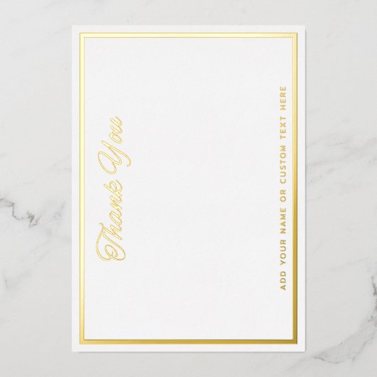 Elegant dank u grens zilver gouden folie notecard folie uitnodiging (Voorkant)