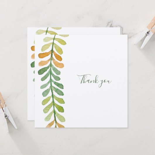 Elegant "Dank u" met de groene leder, groot, aange Kaart (Voorkant / Achterkant in situ)