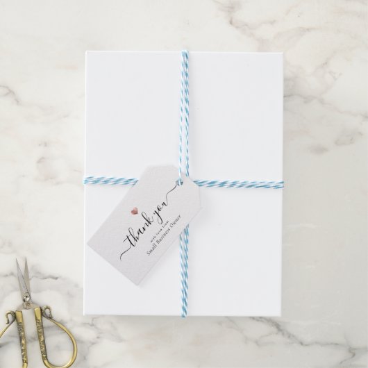 Elegant dank u modern script Roos Gold Business Cadeaulabel (Met Touw)