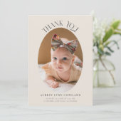 Elegant Dank u Oval Cream Baby Foto Aankondiging (Staand voorkant)