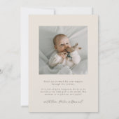 Elegant Dank u Oval Cream Baby Foto Aankondiging (Achterkant)
