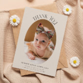 Elegant Dank u Oval Cream Baby Foto Aankondiging