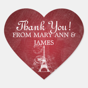 Elegant Dank u Romantisch Parijs Rood Hart Sticker