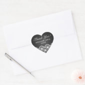 Elegant Dank u Scalloped Pattern Zwart Hart Sticker (Envelop)