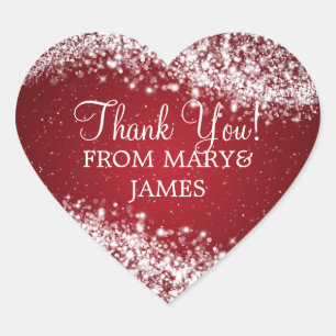 Elegant Dank u Sparkling Wave Red Hart Sticker