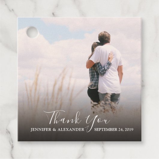 Elegant Dank u trouwfoto Bedankjes Labels (Voorkant)