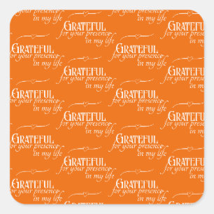 Elegant Dankbare Thanksgiving Herfst Sinaasappel Vierkante Sticker
