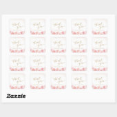 Elegant dankjewel-script goud & blush bloem vierkante sticker (Vel)