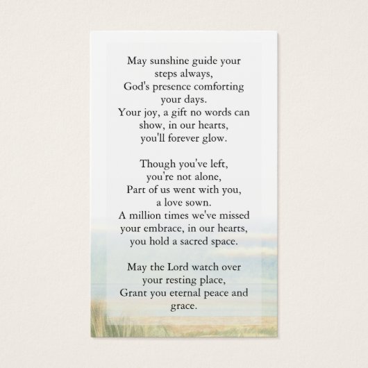 Élégant Dans L'Amour Mémoire Funéraire Prière comm (Dos)