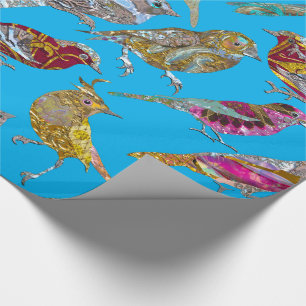 Elegant dansende vogels op Blue Sky Pattern Glossy Cadeaupapier