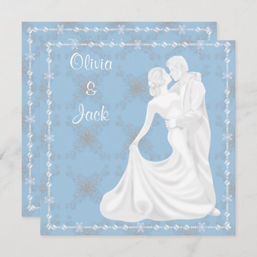 Elegant danst Blue bruiloft uitnodiging (Voorkant / Achterkant)