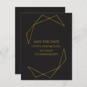 Elegant dark and gold save the date card aankondigingskaart (Voorkant / Achterkant)