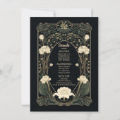 Elegant Dark Art Nouveau Mariage Détails Carte (Devant)