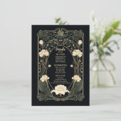 Elegant Dark Art Nouveau Mariage Détails Carte (Debout devant)
