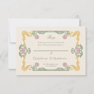 Elegant Dark Art Nouveau RSVP Card Kaartje