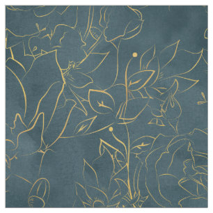 Elegant Dark Blauwgroen Blue Waterverf Gold Foil F Stof