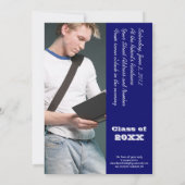 Elegant Dark Blue Afstuderen Invitation Kaart (Achterkant)