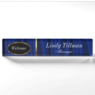 Elegant Dark Blue en Gold Personaliseren Naambordje