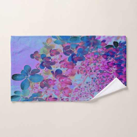 Elegant Dark Blue en Magenta Limelight Hydrangea Bad Handdoek (Handdoek)