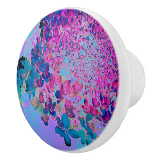 Elegant Dark Blue en Magenta Limelight Hydrangea Keramische Knop