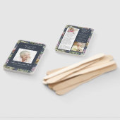 Elegant Dark Blue Floral 3 Photo Funeral Programme Handwaaier (Niet-gemonteerd)