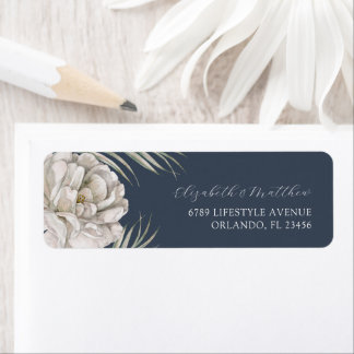 Elegant Dark Blue & Floral Wedding Etiket