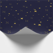 Elegant Dark Blue Gold Stars en Sparkles Gift Cadeaupapier (Hoek)