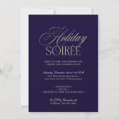 Elegant Dark Blue Holiday Dinner Party Invitation (Devant)