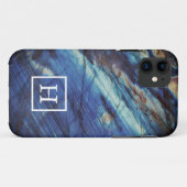 Elegant Dark Blue Labradorite Monogram Case-Mate iPhone Case (Achterkant (horizontaal))