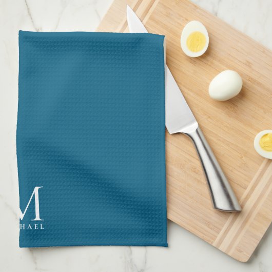 Elegant Dark Blue Monogram Custom Template Trendy Theedoek (Quarter Fold)