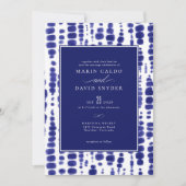 Elegant Dark Blue Shibori Tie Dye Wedding Kaart (Voorkant)