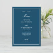 Elegant Dark Blue Wedding Menu Kaart (Staand voorkant)
