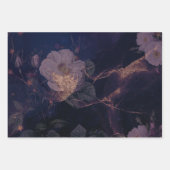 Elegant Dark Boho Floral Paars Fantasy Botanical Inpakpapier Vel (Voorkant)