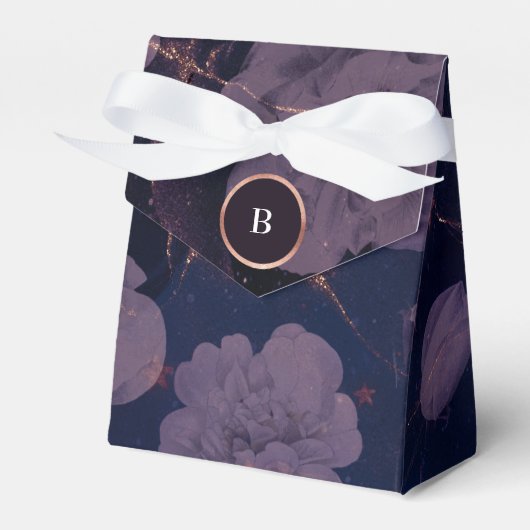 Elegant Dark Boho Floral Paars Roos Gold Wedding Bedankdoosjes (Voorkant Zijde)