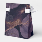 Elegant Dark Boho Floral Paars Roos Gold Wedding Bedankdoosjes (Achterkant)