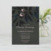 Elegant Dark Boho Wedding Floral Leaves Kaart (Staand voorkant)