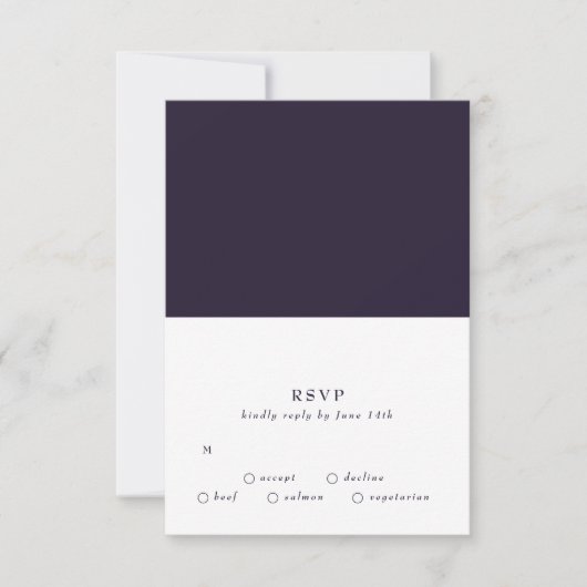 Elegant Dark Boho White over Paarse bruiloft RSVP Kaartje (Voorkant)