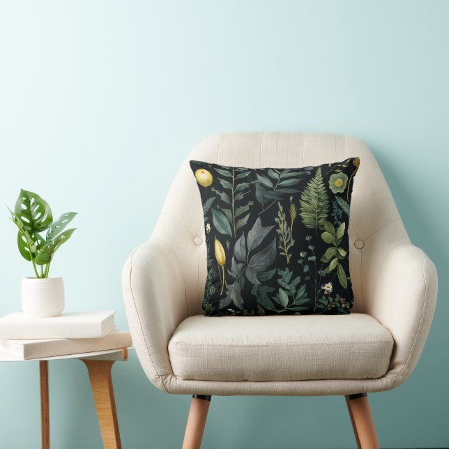 Elegant Dark Botanical Throw Pillow Kussen (Stoel)