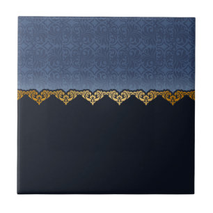 Elegant Dark Damask Patroon personaliseren Tegeltje